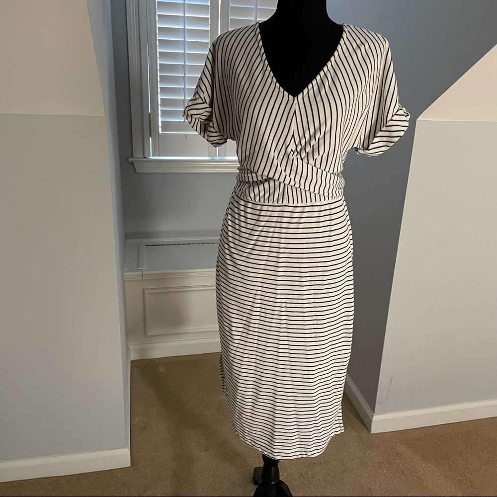 Anthropologie Black and White Midi Terry Dress